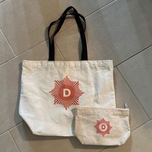 Letter D Monogram Beach Tote and Accessories Pouch